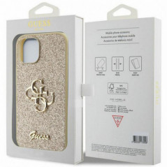 Kryt Guess Fixed Glitter Big 4G na Apple iPhone 15 Plus Zlatý