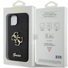 Kryt Guess Fixed Glitter Big 4G na Apple iPhone 15 Černý