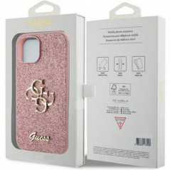 Kryt Guess Fixed Glitter Big 4G na Apple iPhone 15 Růžový