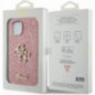Kryt Guess Fixed Glitter Big 4G na Apple iPhone 15 Růžový