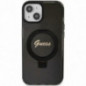 Kryt Guess Glitter Script Logo - Ring stand na Apple iPhone 15 Plus MagSAFE  Černý