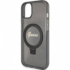 Kryt Guess Glitter Script Logo - Ring stand na Apple iPhone 15 Plus MagSAFE  Černý