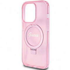 Kryt Guess Glitter Script Logo - Ring stand na Apple iPhone 15 Pro Max MagSAFE  Růžový