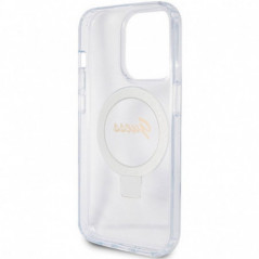 Kryt Guess Glitter Script Logo - Ring stand na Apple iPhone 15 Pro Max MagSAFE  Průhledný