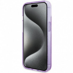 Kryt Guess Glitter Script Logo - Ring stand na Apple iPhone 15 MagSAFE  Fialový (Purple)