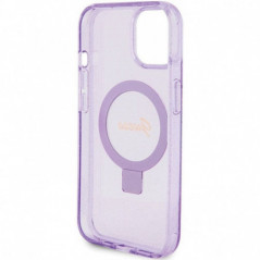 Kryt Guess Glitter Script Logo - Ring stand na Apple iPhone 15 MagSAFE  Fialový (Purple)