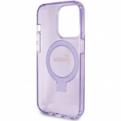 Kryt Guess Glitter Script Logo - Ring stand na Apple iPhone 15 Pro Max MagSAFE  Fialový (Purple)