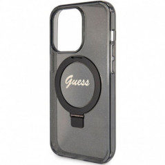 Kryt Guess Glitter Script Logo - Ring stand na Apple iPhone 15 Pro MagSAFE  Černý