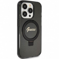 Kryt Guess Glitter Script Logo - Ring stand na Apple iPhone 15 Pro Max MagSAFE  Černý