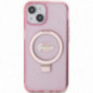 Kryt Guess Glitter Script Logo - Ring stand na Apple iPhone 15 Plus MagSAFE  Růžový
