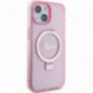 Kryt Guess Glitter Script Logo - Ring stand na Apple iPhone 15 Plus MagSAFE  Růžový
