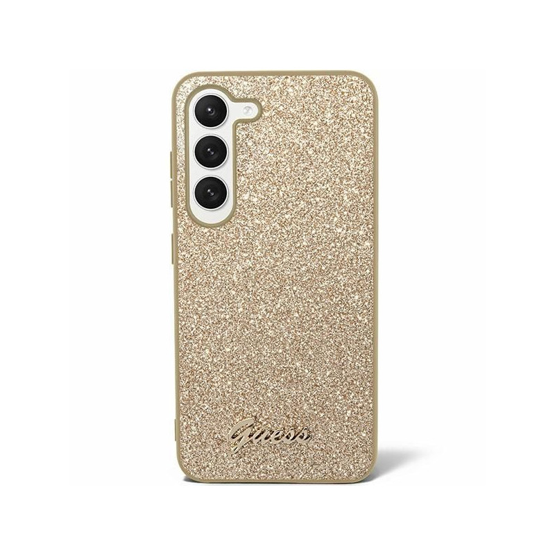 Kryt Guess Glitter Script na Samsung Galaxy S24 PLUS Zlatý
