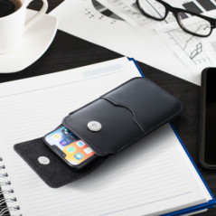 Univerzální pouzdro, Pouzdro na opasek ROYAL - Leather universal flap pocket na Samsung Galaxy A52 LTE Černý