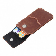 Univerzální pouzdro, Pouzdro na opasek ROYAL - Leather universal flap pocket na Apple iPhone 12 Hnědý
