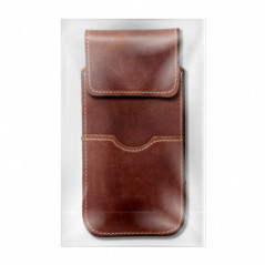 Univerzální pouzdro, Pouzdro na opasek ROYAL - Leather universal flap pocket na Samsung Galaxy A12 Hnědý