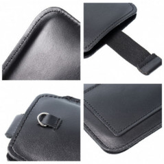 Univerzální pouzdro, Pouzdro na opasek ROYAL - Leather universal flap pocket na Samsung Galaxy A12 Černý