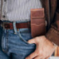 Univerzální pouzdro, Pouzdro na opasek ROYAL - Leather universal flap pocket na Oppo A98 5G Hnědý