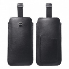 Univerzální pouzdro, Pouzdro na opasek ROYAL - Leather universal flap pocket na Samsung Galaxy S21 Ultra 5G Černý
