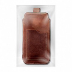 Univerzální pouzdro, Pouzdro na opasek ROYAL - Leather universal flap pocket na Samsung Galaxy S21 Ultra 5G Hnědý