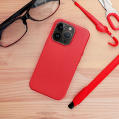 Kryt Leather Mag Cover na Apple iPhone 16 Elegantní  MagSAFE  Červený