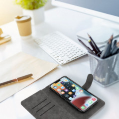 Univerzální pouzdro, Peněženkové pouzdro COMMON book na XIAOMI Redmi 12 Elegantní, Měkká podšívka uvnitř  Černý