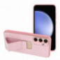 Kryt LEATHER Case Kickstand na Samsung Galaxy S24 FE Růžový