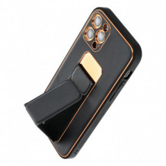 Kryt LEATHER Case Kickstand na Samsung Galaxy S24 FE Černý