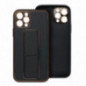 Kryt LEATHER Case Kickstand na Samsung Galaxy S24 FE Černý