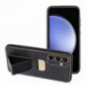 Kryt LEATHER Case Kickstand na Samsung Galaxy S24 FE Černý