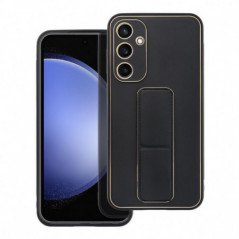 Kryt LEATHER Case Kickstand na Samsung Galaxy S24 FE Černý