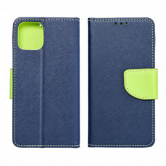 Peňaženkový obal Fancy Book na Samsung Galaxy S24 FE Námořnická modrá / Limetkovo zelený