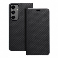 Peněženkové pouzdro LUNA Book Carbon na Samsung Galaxy S24 FE Uhlíkové vlákno, Elegantní  Černý