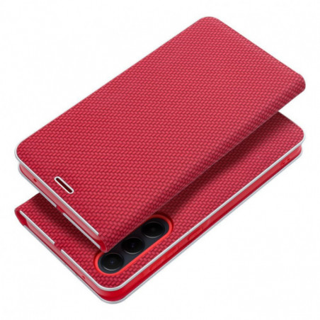 Peněženkové pouzdro LUNA Book Carbon na Samsung Galaxy S24 FE Uhlíkové vlákno, Elegantní  Červený