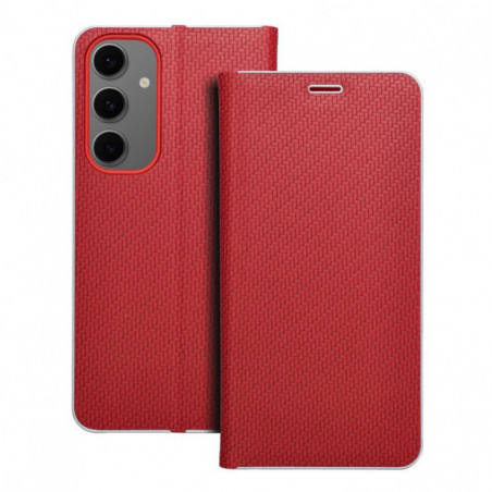 Peněženkové pouzdro LUNA Book Carbon na Samsung Galaxy S24 FE Uhlíkové vlákno, Elegantní  Červený