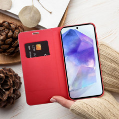 Peněženkové pouzdro LUNA Book Carbon na Samsung Galaxy S24 FE Uhlíkové vlákno, Elegantní  Červený