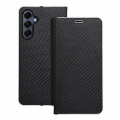 Peněženkové pouzdro LUNA Book Carbon na Samsung Galaxy A16 Uhlíkové vlákno, Elegantní  Černý