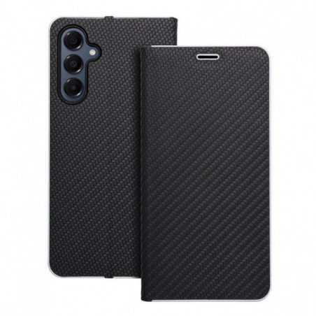 Peněženkové pouzdro LUNA Book Carbon na Samsung Galaxy A16 Uhlíkové vlákno, Elegantní  Černý