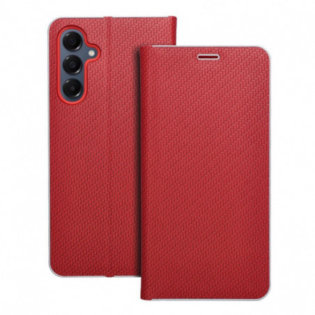 Peněženkové pouzdro LUNA Book Carbon na Samsung Galaxy A16 Uhlíkové vlákno, Elegantní  Červený