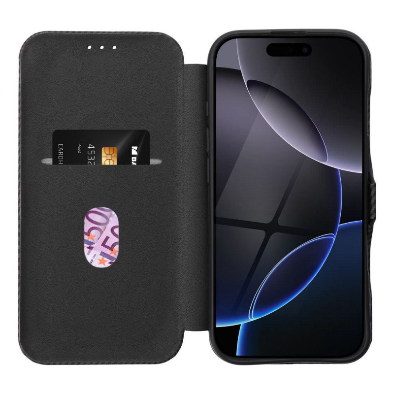 Peněženkové pouzdro FOLIO Side Magnet na Apple iPhone 15 Pro Elegantní, Karbonový vzor Černý Peněženkové pouzdro FOLIO Side Magnet na Apple iPhone 15 Pro Elegantní, Karbonový vzor Černý