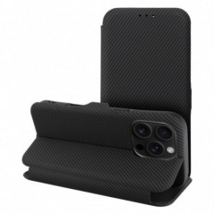 Peněženkové pouzdro FOLIO Side Magnet na Apple iPhone 15 Pro Elegantní, Karbonový vzor  Černý