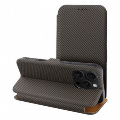 Peněženkové pouzdro FOLIO Side Magnet na Apple iPhone 14 Pro Max Elegantní, Karbonový vzor  Hnědý