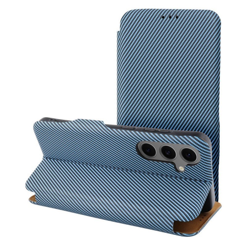Peněženkové pouzdro FOLIO Side Magnet na Samsung Galaxy S25 Ultra Elegantní, Karbonový vzor Modrý Peněženkové pouzdro FOLIO Side Magnet na Samsung Galaxy S25 Ultra Elegantní, Karbonový vzor Modrý