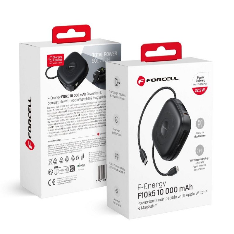 Forcell Power bank F-ENERGY F10K5 10 000 mAh PD3.1 QC3.0 černá Forcell Power bank F-ENERGY F10K5 10 000 mAh PD3.1 QC3.0 černá