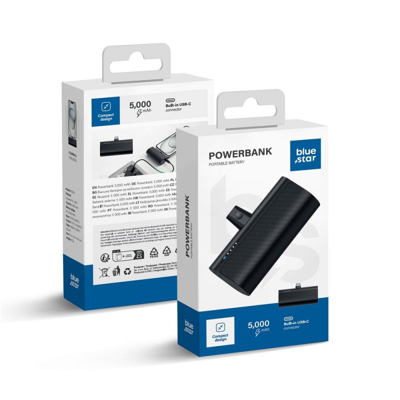 Blue Star Power bank W0556 5000 mAh Type C 2,1A černá