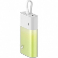 Baseus Power bank PPKDC05I 5200 mAh s vestavěným kabelem Lightning + kabel Typ C až Typ C PD QC 2,4A 20W bílo zelená