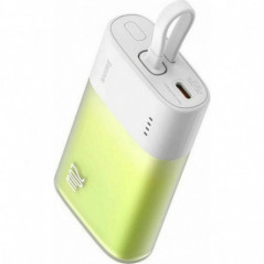 Baseus Power bank PPKDC05I 5200 mAh s vestavěným kabelem Lightning + kabel Typ C až Typ C PD QC 2,4A 20W bílo zelená