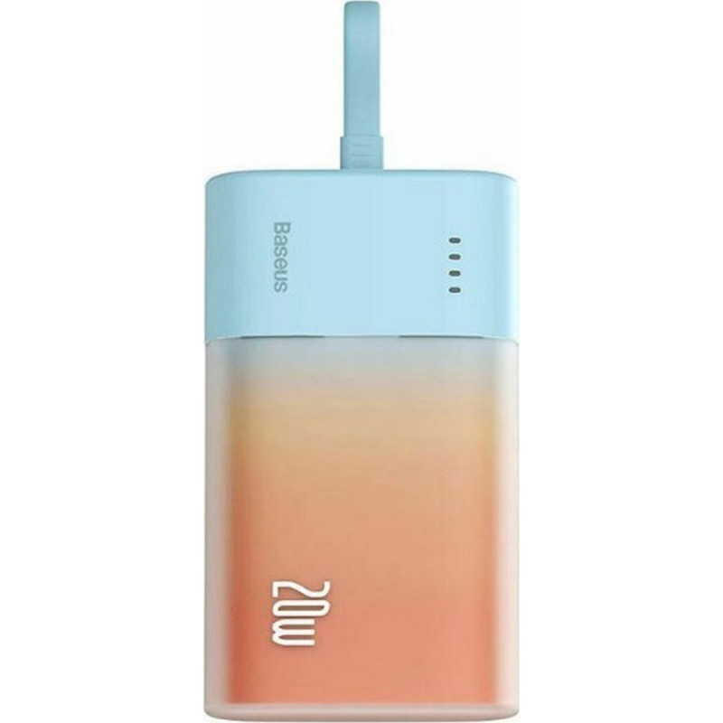 Baseus Power bank PPKDC05I 5200 mAh s vestavěným kabelem Lightning + kabel Typ C až Typ C PD QC 2,4A 20W modře oranžová