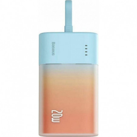 Baseus Power bank PPKDC05I 5200 mAh s vestavěným kabelem Lightning + kabel Typ C až Typ C PD QC 2,4A 20W modře oranžová