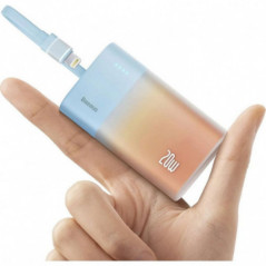 Baseus Power bank PPKDC05I 5200 mAh s vestavěným kabelem Lightning + kabel Typ C až Typ C PD QC 2,4A 20W modře oranžová