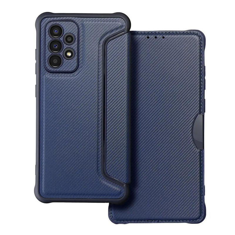 Peněženkové pouzdro Razor Book na Samsung Galaxy A53 5G Uhlíkové vlákno, Karbonový vzor  Modrý